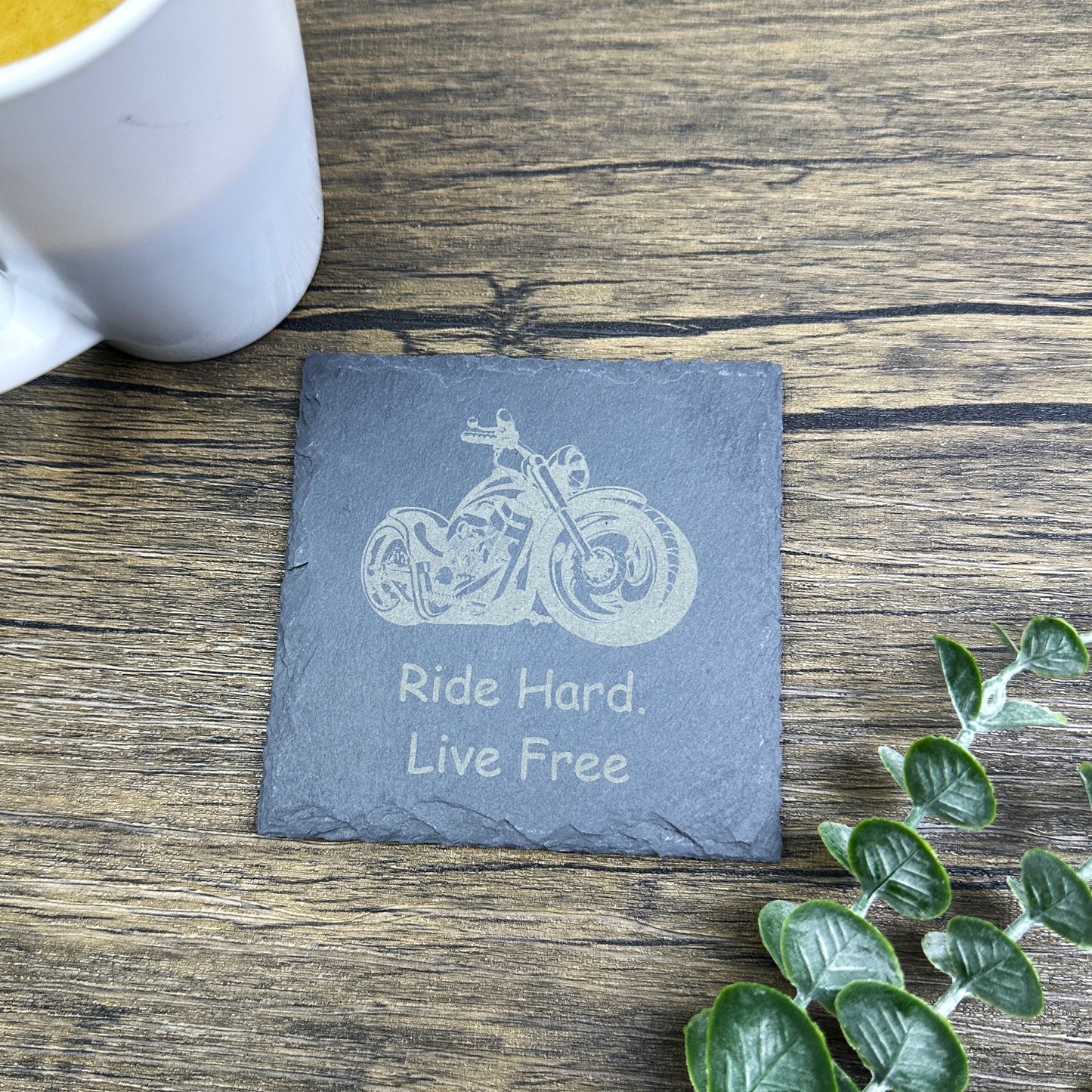 Monogram biker Slate Coaster Set Life is a Journey Engraved Drink Coasters Fathers Day Gift Anniversary Christmas Gift Biker Motorcycle Gifts