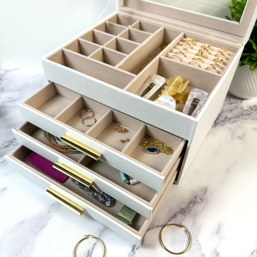 jewelry Box Organizer for Women Girls, Large Jewelry Storage Organizer with Drawer Women Jewelry Organizer Holder Case, Christmas gifts