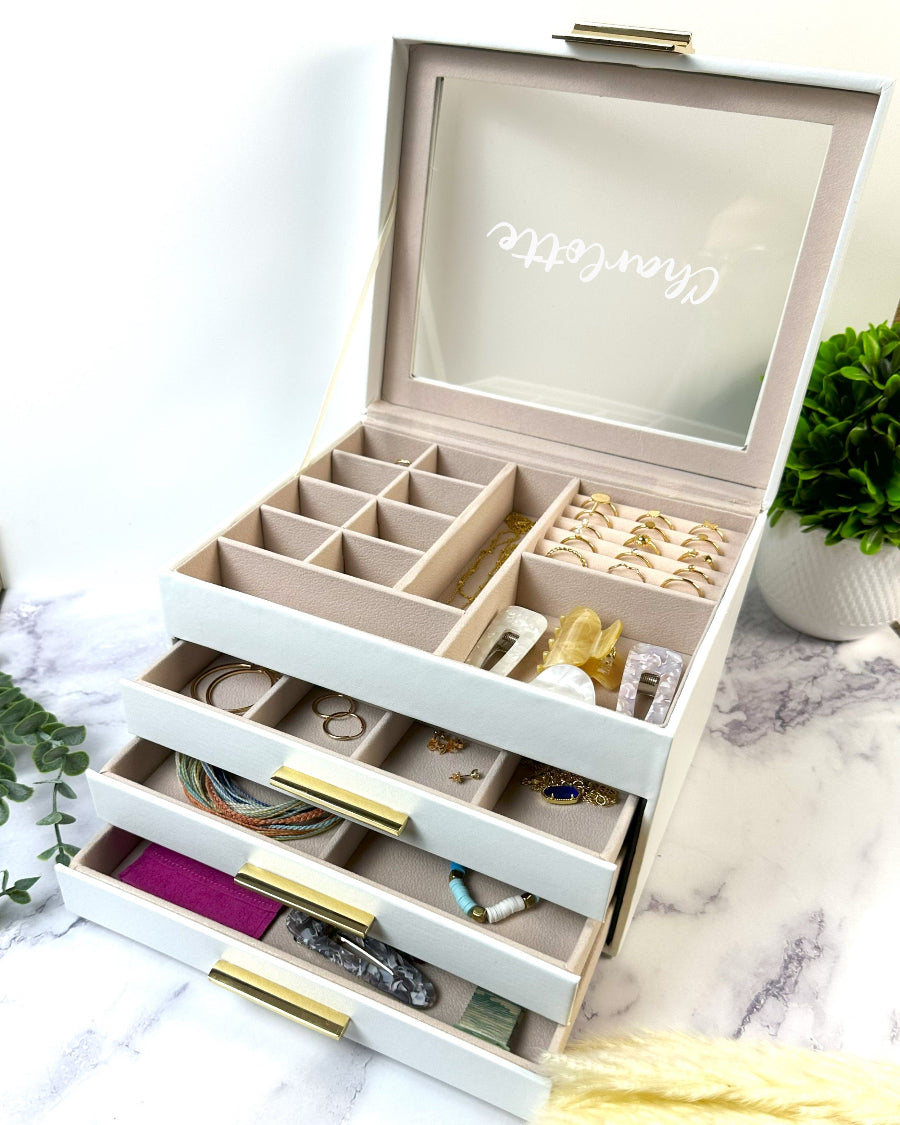 Jewelry Organizer Girls Women Jewelry Box for Necklaces Rings Earrings Gift Bracelets Storage Case, Earring Necklace Storage Box