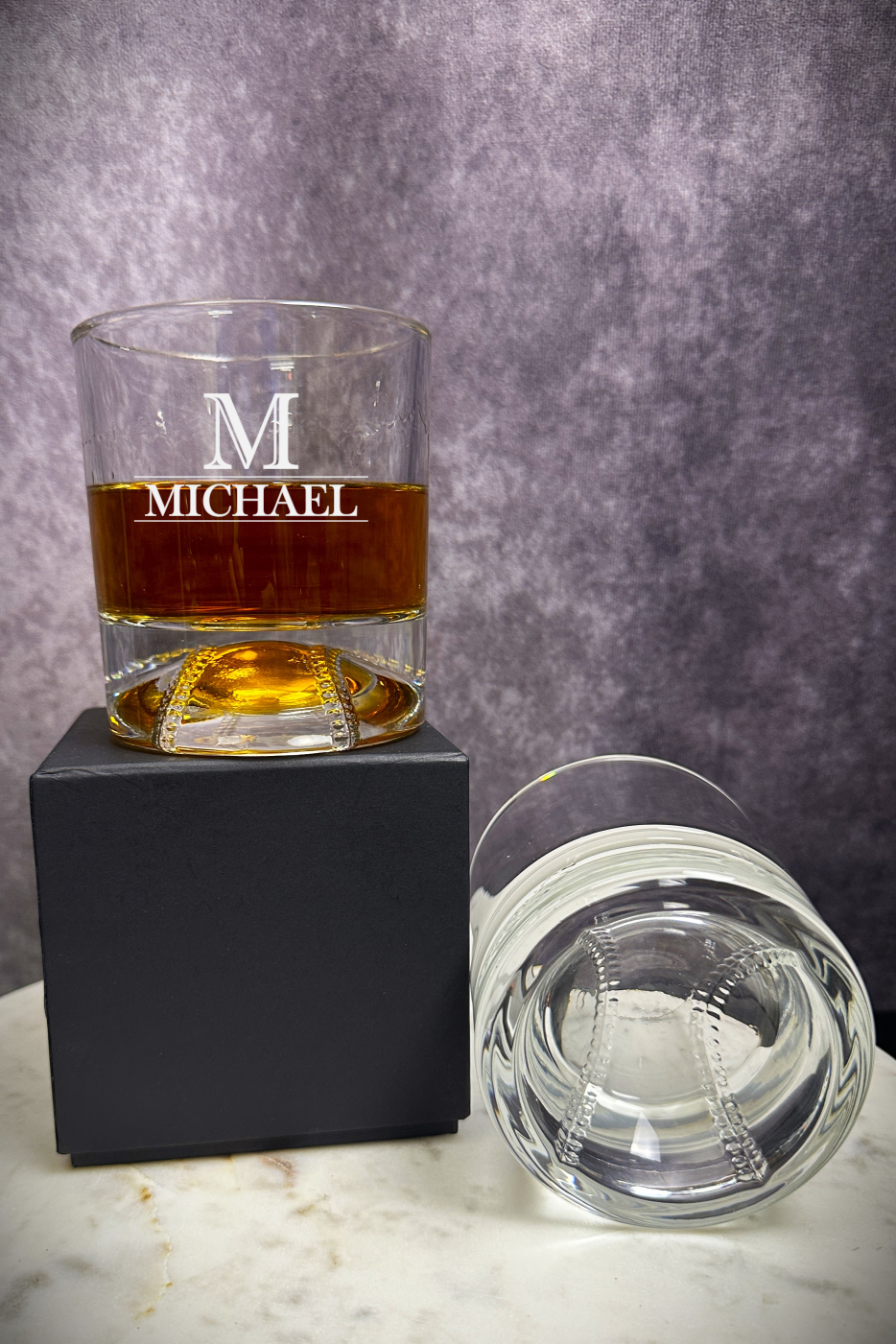 Etched Whiskey Glass, 12oz - Whiskey Drinker Gift, Dads Whiskey Glass, Vintage Etched Glass, Retirement Gift, Anniversary Gift for Him