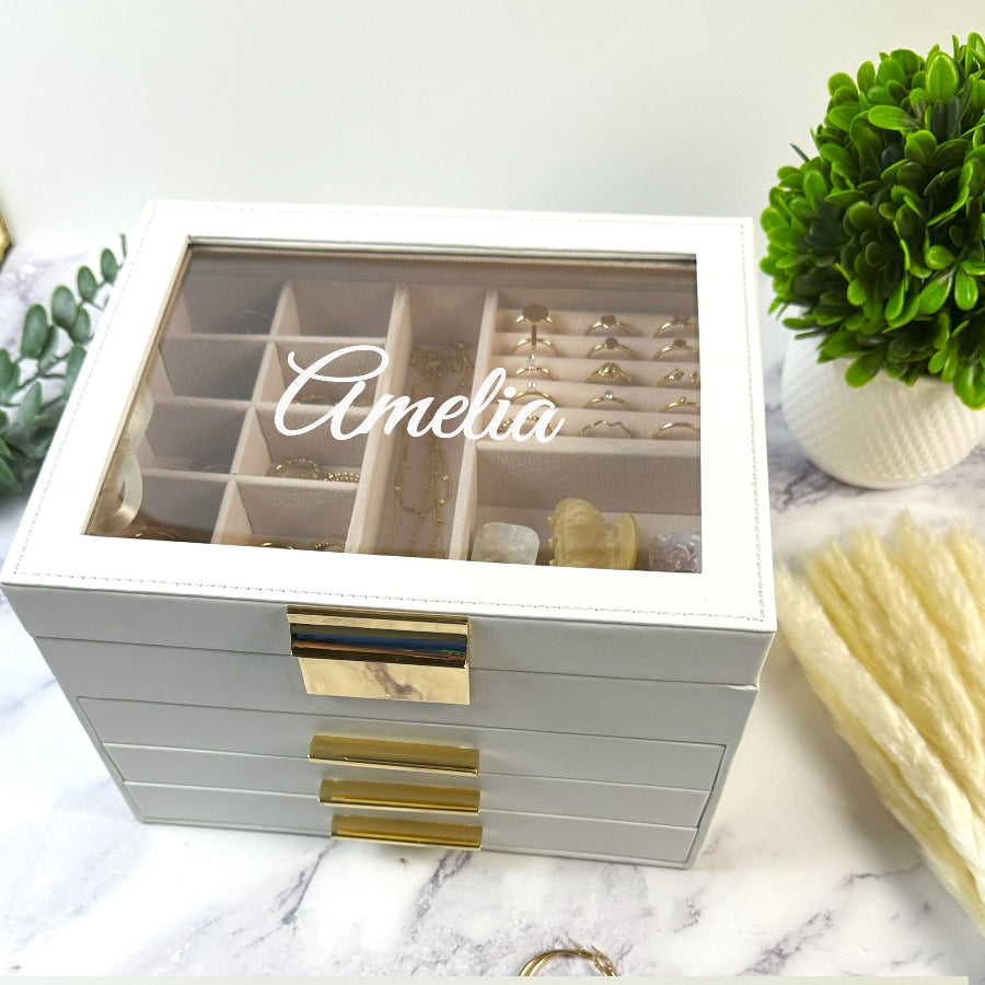 Jewelry Organizer Girls Women Jewelry Box for Necklaces Rings Earrings Gift Bracelets Storage Case, Earring Necklace Storage Box