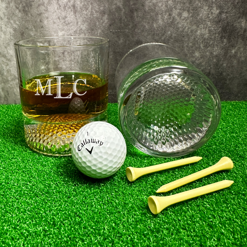 Engraved Sports Whiskey Glass, golf ball gift Glass, golf fan Gifts, Gifts For Men, Bourbon Gifts, Birthday Gift For Him, Custom Bottom Engraving