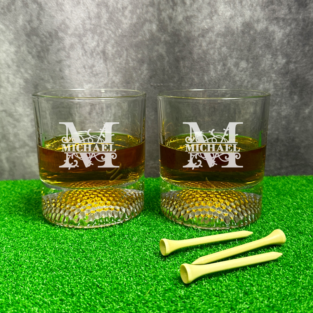 Personalized Golf Whiskey Glass by Lifetime Creations: Engraved Golf Rocks Glass with Initials, Gifts for Golfers