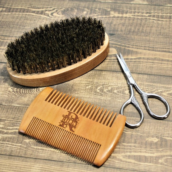Wood Beard Comb Wooden Beard Brush Gift for Him Personalized Father Day Gift Barber Beard Kit Custom Boyfriend Gift Husband Christmas Gift