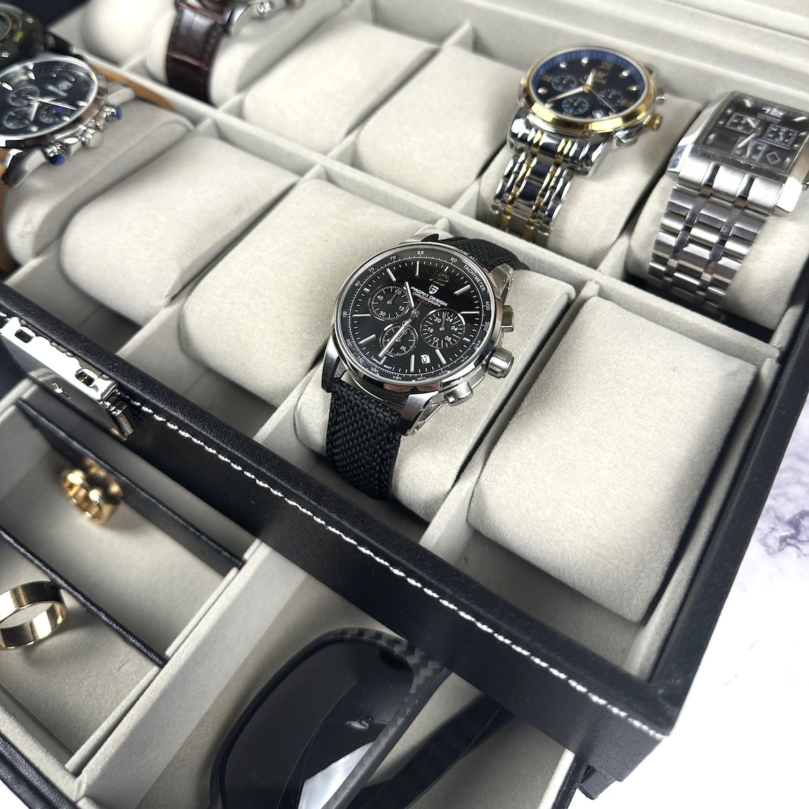 Personalized Leather Watch Box Jewelry Case