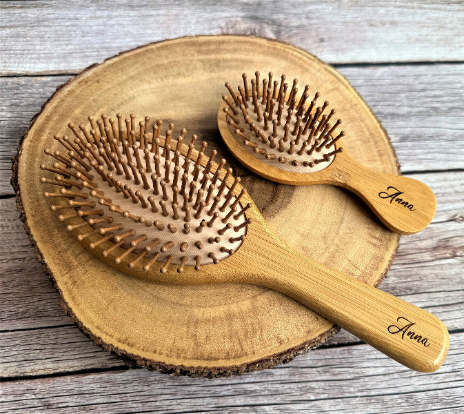 Bamboo Hair Brush Wooden Paddle Brush Bamboo and Natural Rubber