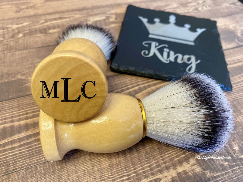 Personalized Shaving Brush Set Beard Mustache Custom Engraved Travel Groomsmen Gifts for Him Dad Boyfriend Gift for Men