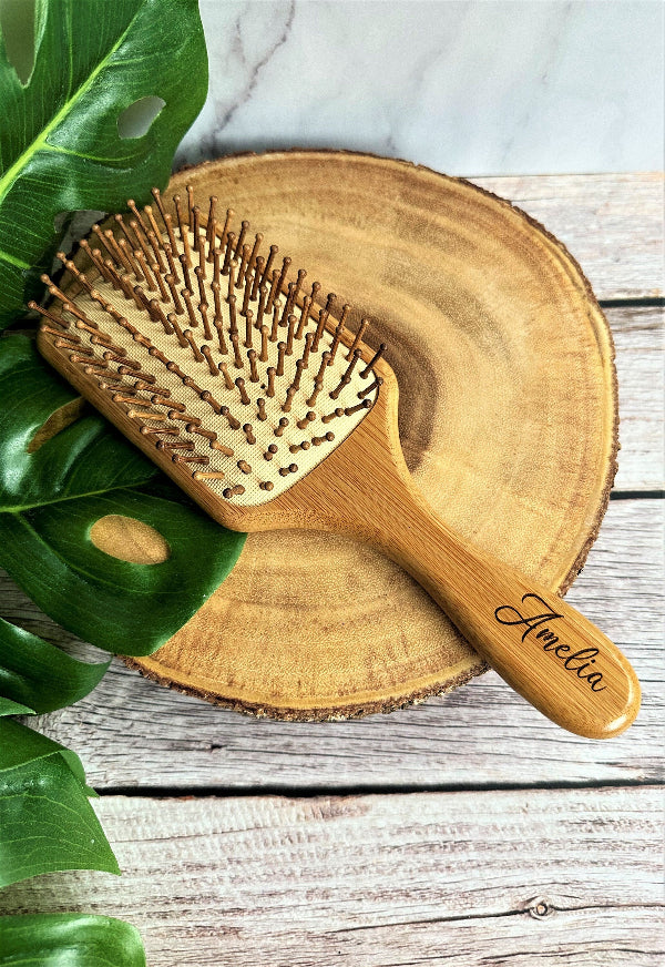 Engraved Bamboo Hair Brush Wood Paddle Hair Brush Mother Day Gift Grandma gift Girl Bridesmaid Gift Mom Natural Gift Hairbrush Kid gift