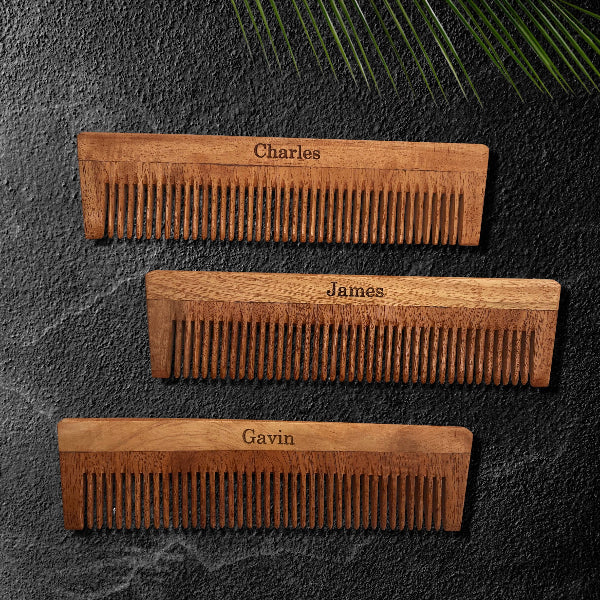 Personalized Wooden comb for Men Hair Comb Personalized Beard neem Comb Custom for Him