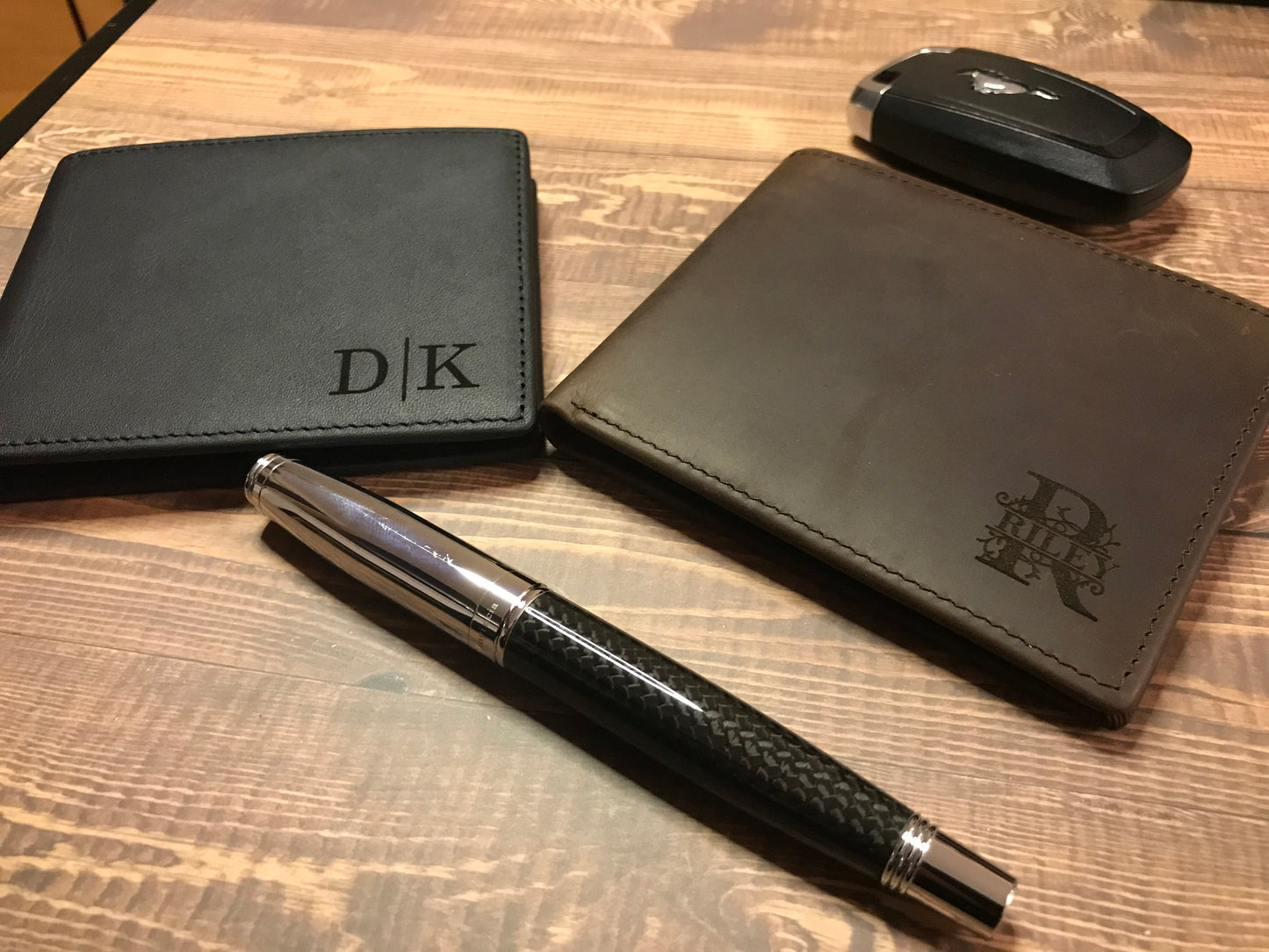 Personalized Black Bifold Leather Wallet For Men Wallet Black Gift for Him Boyfriend Gift Anniversary Husband Engraved Wallet ID Monogram Wallet Brown