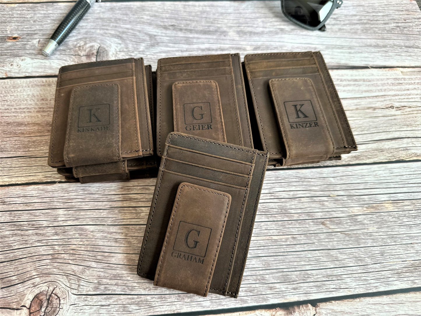 Personalized Slim Leather Wallet Fathers Day Gift