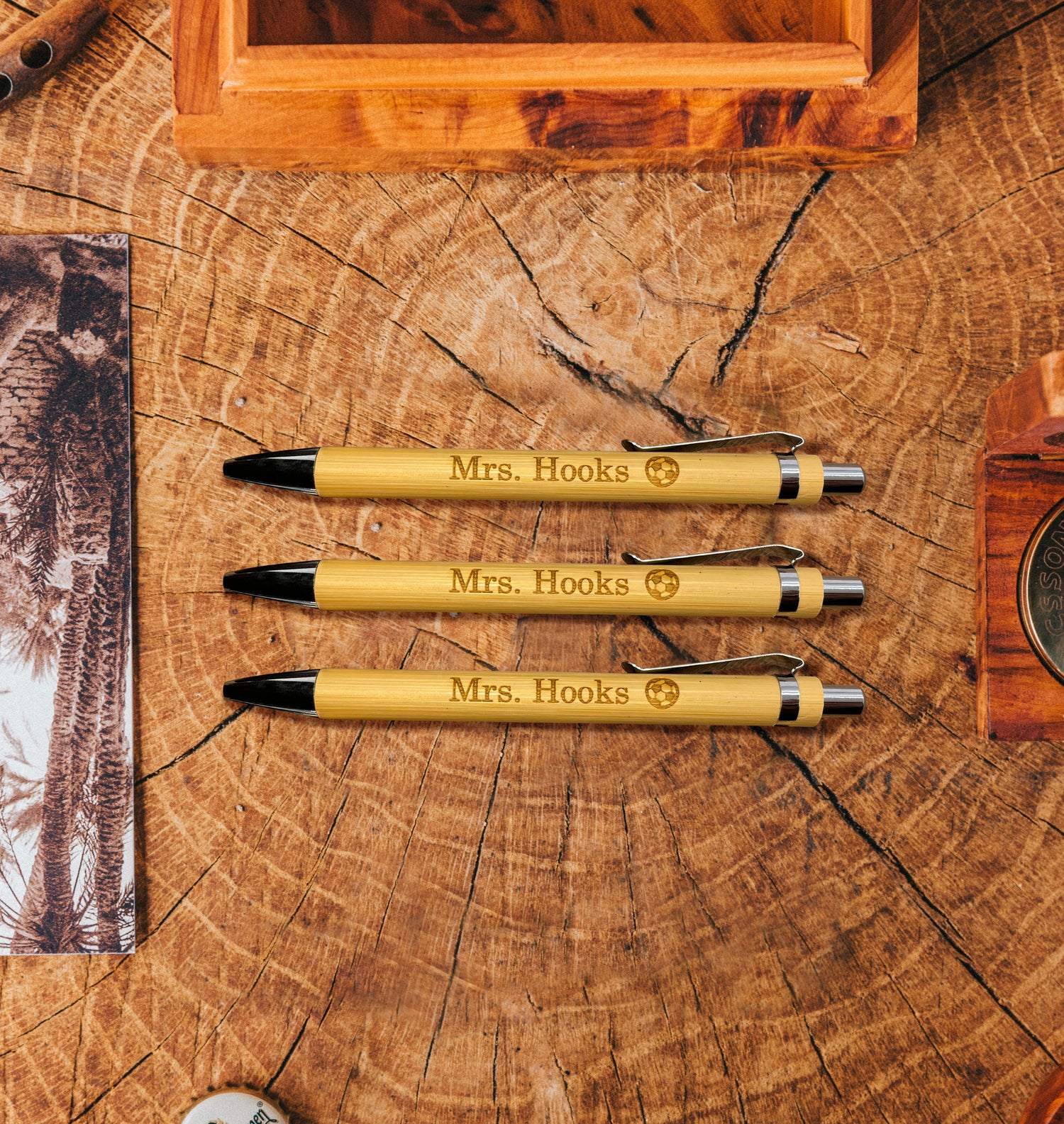 Personalized Teacher Pen pencil Wood Ballpoint Pen Back to school Custom Engraved Bamboo Pen Graduation Gift Custom Pen Teachers Gift Set of 6 12 Christmas gift for kids business promotion gift 