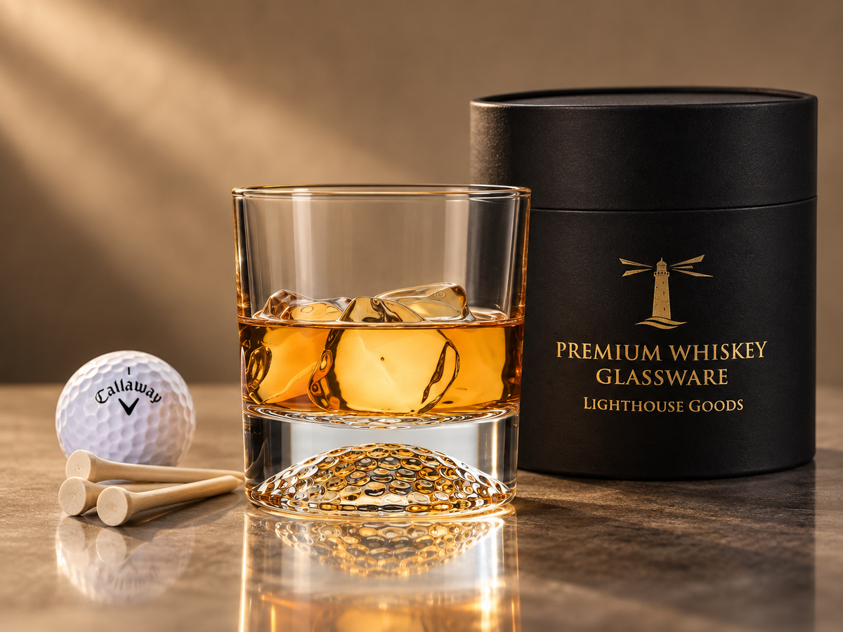  Golf Ball Whiskey Glasses Set Golf Gifts - Unique Whiskey Golf Glasses Set - Golf Gifts For Men & Women - Gifts for Golfers Golf Accessories Golf Ball Glasses The Lighthouse Goods
