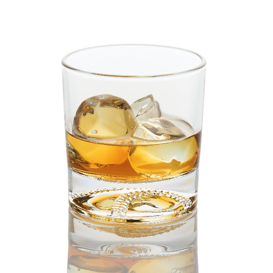 Baseball etched whiskey glass displayed in a luxury black gift box, featuring a clear glass design with a detailed baseball etched into the bottom, perfect as a premium gift for baseball lovers and whiskey enthusiasts.