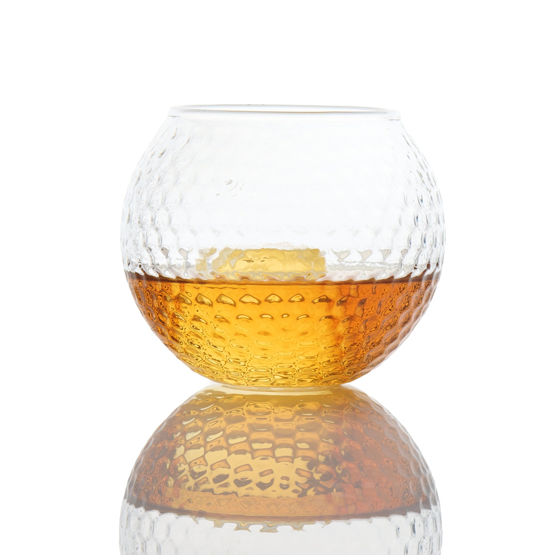 Golf ball shaped whiskey glass gift set for golfers and whiskey lovers