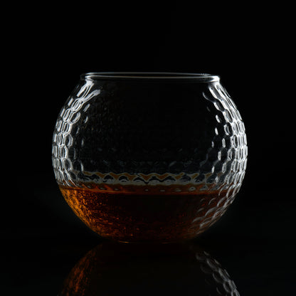 Premium golf ball whiskey glass for bourbon and scotch drinkers