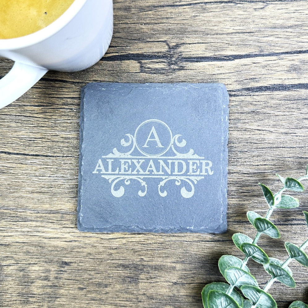 Monogram slate coaster wine coaster coffee coaster