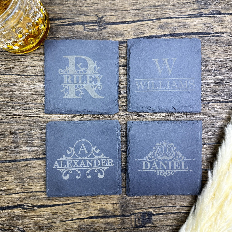 Personalized Engraved Slate Coasters Personalized Gifts for Him Coaster Set  Housewarming Gifts Wedding Gifts Father Christmas Gifts Birthday Lux