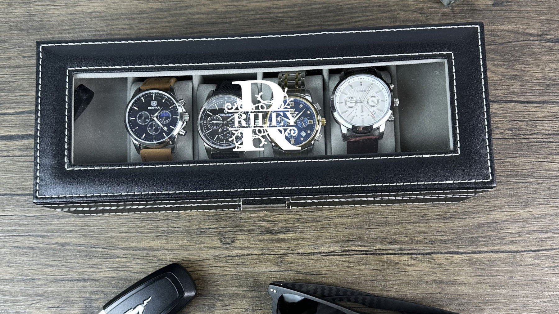 Custom Engraved Watch Box Gift for Dad Birthday Gift for Men Personalized Watch Storage Case Father Day Gift Anniversary Gift Husband Gift