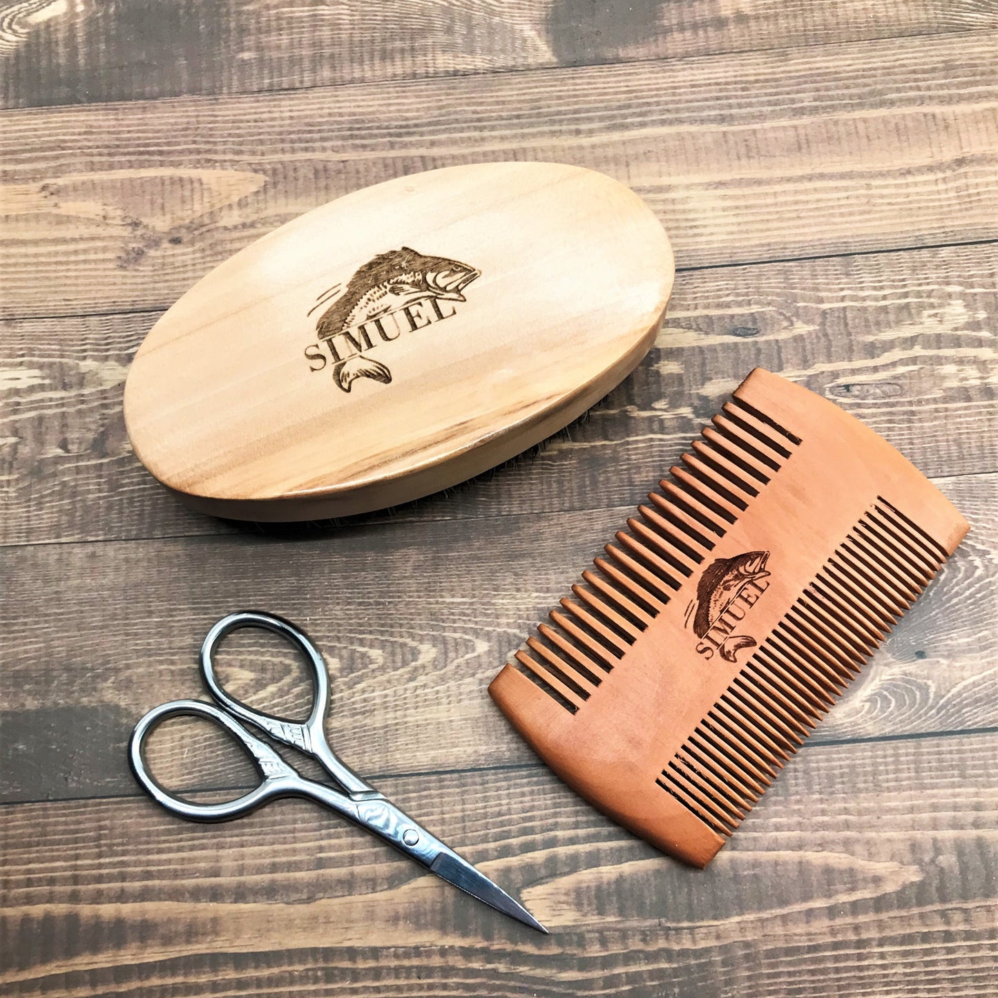 Personalized Beard Care Set with Engraved Deer Antlers