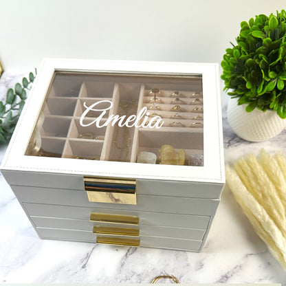 Jewelry Organizer Girls Women Jewelry Box for Necklaces Rings Earrings Gift Bracelets Storage Case, Earring Necklace Storage Box