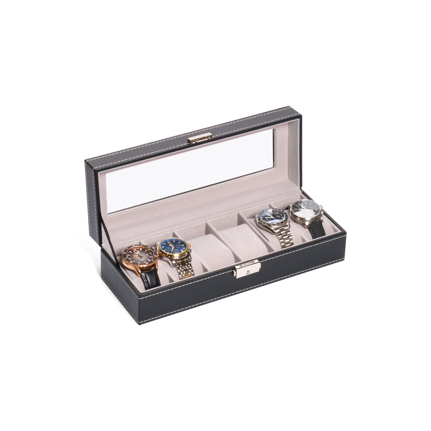 Personalized Engraved Leather Watch Box 6 Slots for Men