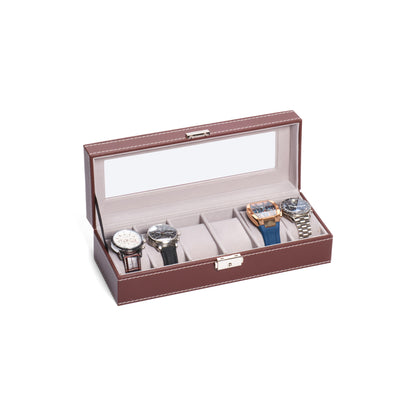 Personalized Engraved Leather Watch Box 6 Slots for Men