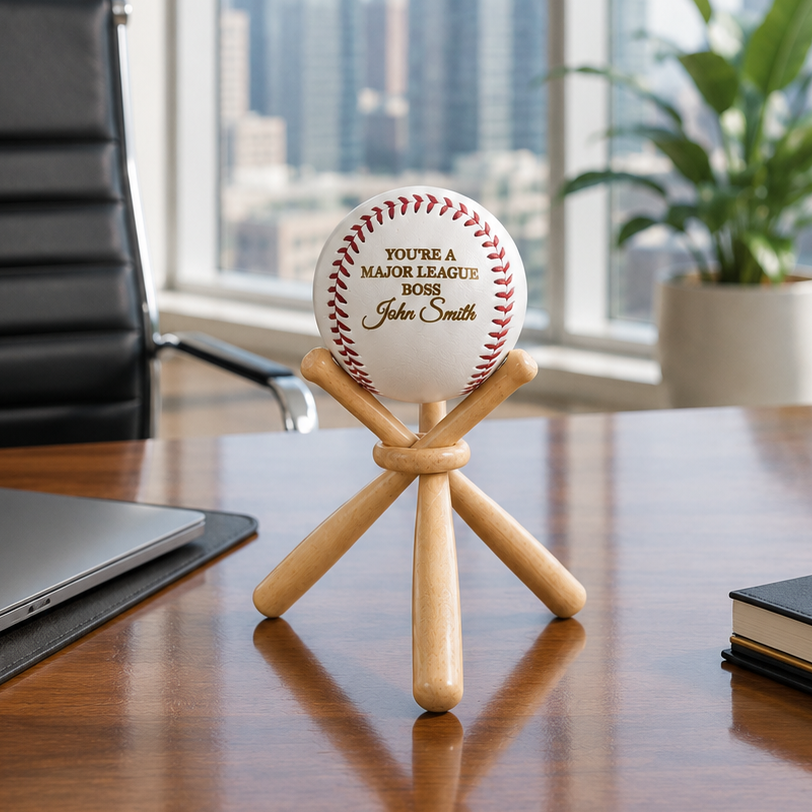 Personalized baseball with Best Boss Ever design, unique baseball-themed gift for boss appreciation