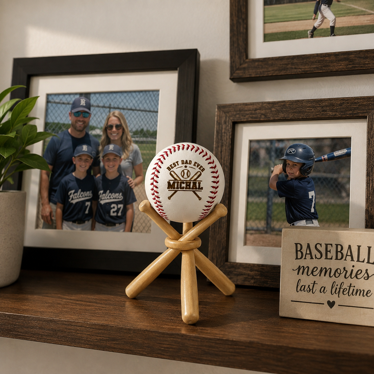 Personalized Baseball Coach Gift – Custom Baseball & Bat Stand