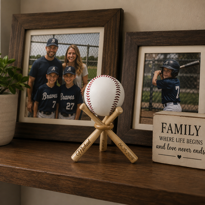 Personalized Baseball Coach Gift – Custom Baseball & Bat Stand