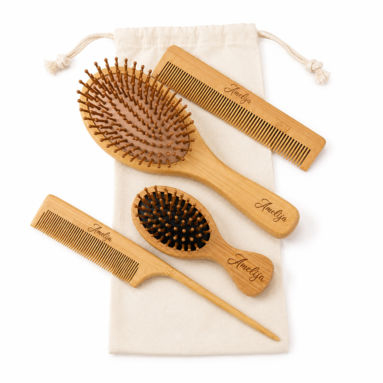Personalized Bamboo Hair Brush Comb Set Mother day gift  Birthday Wooden Hair Brush girl hair comb for daughter gift hair mini Brush bamboo brush set