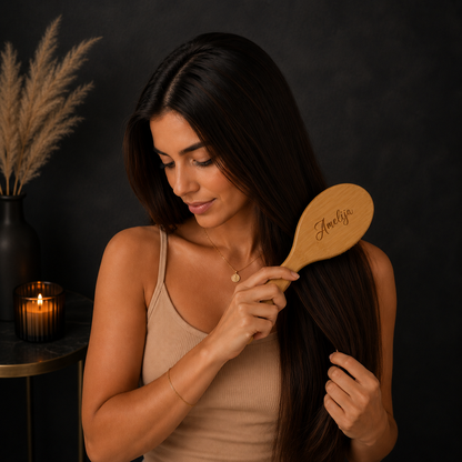 Personalized Bamboo Hair Brush Comb Set, comb, rat tail comb Mother day gift  Birthday Wooden Hair Brush girl hair comb women brushing the hair with bamboo hair brush