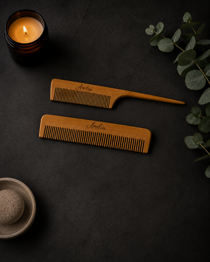Personalized Bamboo Hair Brush Set – The Perfect Gift for Women