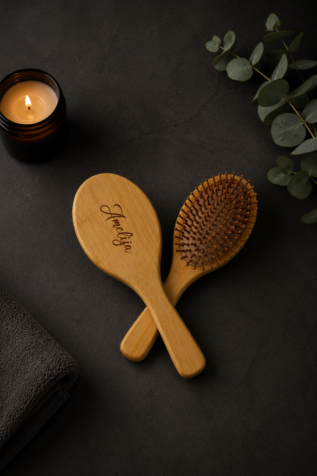 Bamboo Hair Brush Wooden Brush Bamboo and Natural Rubber Zero Waste  Plastic Free Future