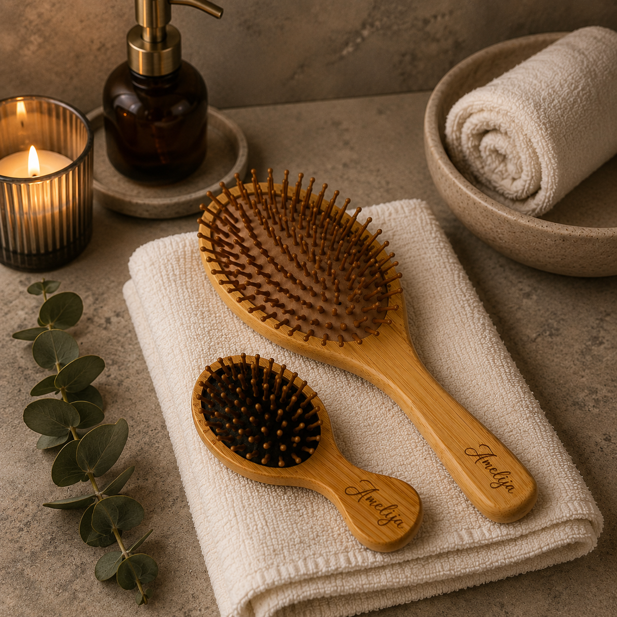 Bamboo Hair Brush Wooden Paddle Brush Bamboo and Natural Rubber