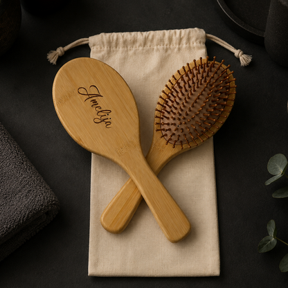 Personalized Bamboo Hairbrush Mother Day Gift Child Custom Baby Girl Gift Hair Brush Wooden Natural Hairbrush Natural Women Brush Set Gift
