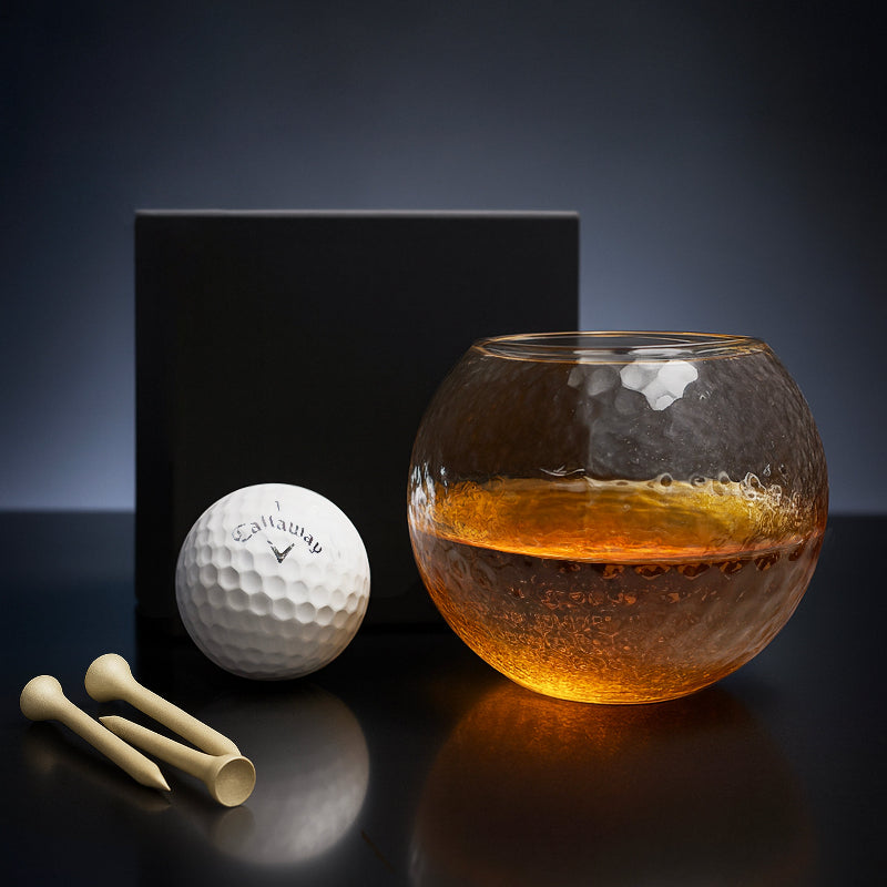 Personalized Golf Ball Whiskey Glass Set Rock Bourbon Glass Groomsmen Gift Golf Father Day Gift Golf Gifts for Men Custom Scotch Glass Chill golf fan 
