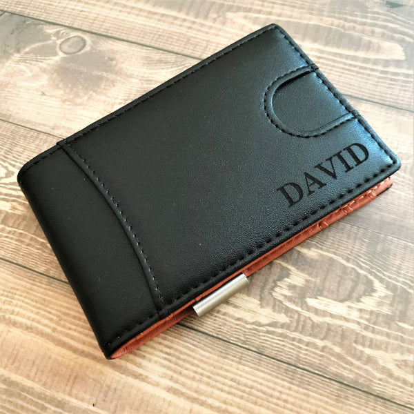 Personalized Men Leather Bifold money clip Wallet Anniversary gift Men Wallet Father’s Day gift boyfriend Custom Wallet Valentines Day gift Money clip Christmas Gift Gift for him bifold wallet 