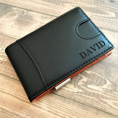 Personalized Men Leather Bifold money clip Wallet Anniversary gift Men Wallet Father’s Day gift boyfriend Custom Wallet Valentines Day gift Money clip Christmas Gift Gift for him bifold wallet 