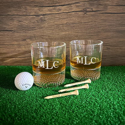 Custom Golf Whiskey Glasses 8 OZ Golf Ball Shaped Old Fashioned Liquor, Cocktail Glass, Crystal Unique & Fun Drinking Glassware Accessories, Gift For Him, Husband, Father, Boyfriend, Her Engraved whiskey glass The Lighthouse Goods