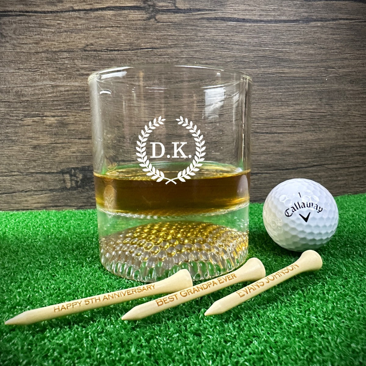 Personalized Golf Ball Whiskey Glass Set Rock Bourbon Glass Groomsmen Gift Golf Father Day Gift Golf Gifts for Men Custom Scotch Glass Chill The Lighthouse Goods