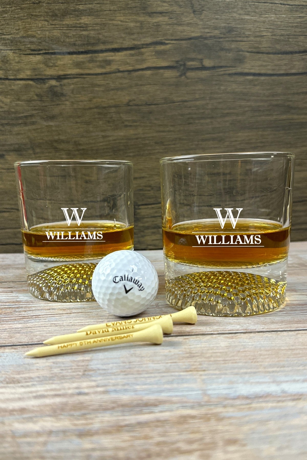 Personalized Golf Ball Whiskey Glass Set - Premium Crystal Glasses for Whiskey, Bourbon, and Cocktails The Lighthouse Goods - Ideal Gift for Golf Lovers Custom whiskey glass