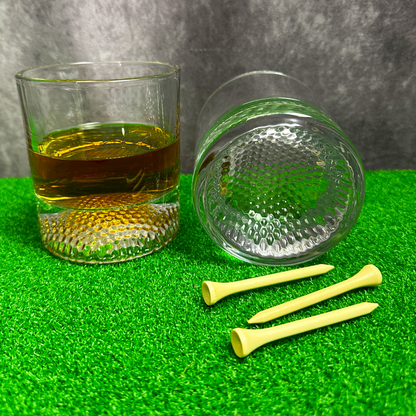 Golf Whiskey Glass with Golf Ball Shaped Bottom Golfer Gift for Men