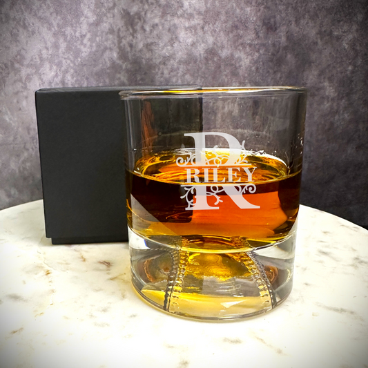 Personalized Whiskey Glasses Set - Golf Ball Shape Bottom Custom Whiskey Glass Set Engraved Bar Glasses Engraved Bourbon Glasses Gift Box
