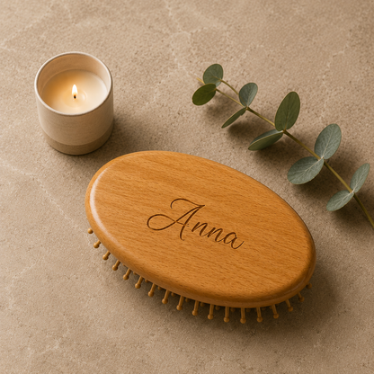 Personalized Scalp massage Wooden Travel Hairbrush Hand Sized, Earth Friendly Sustainable hair Brush Gift for Women Hairbrush Zero Waste Organic Wood Hairbrush