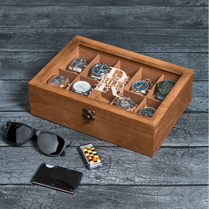 Custom engraved watch storage case for husband or dad