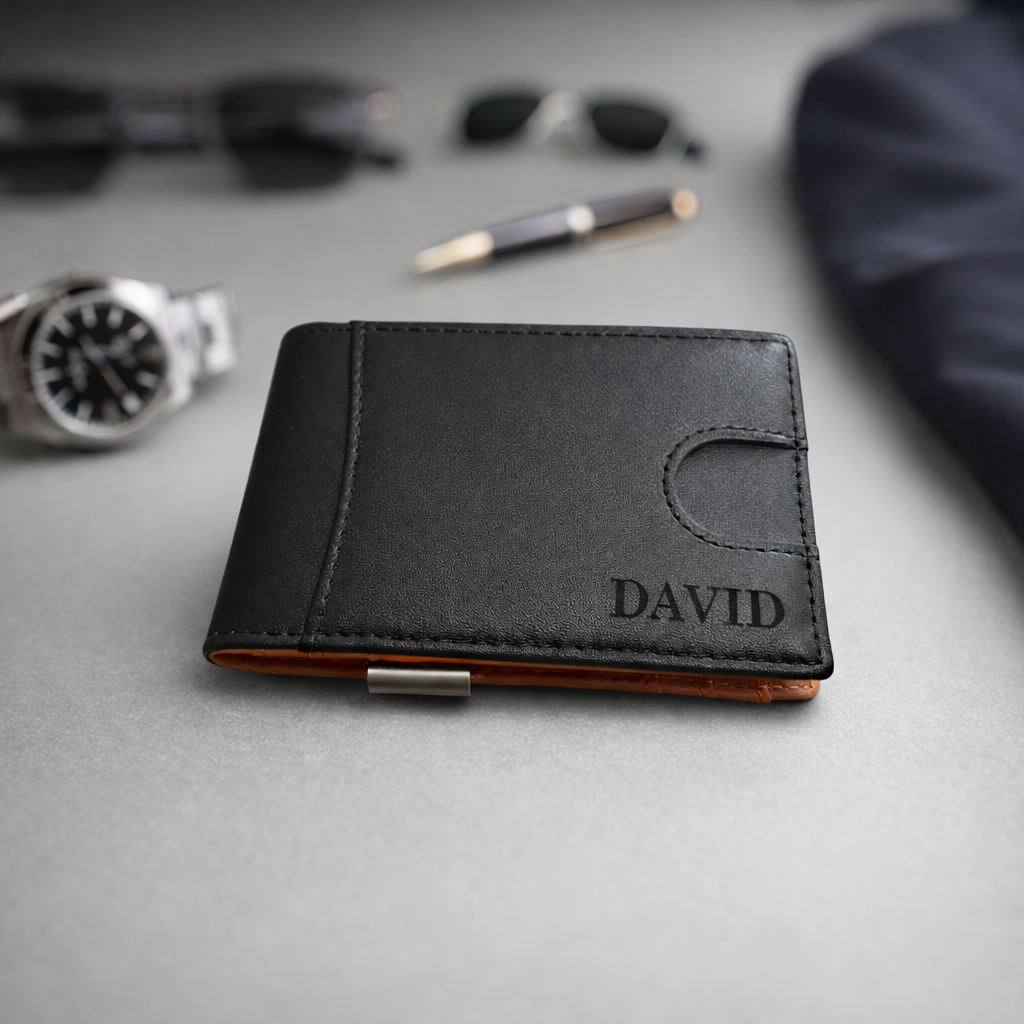 Personalized Leather Bifold Wallet Anniversary Gift