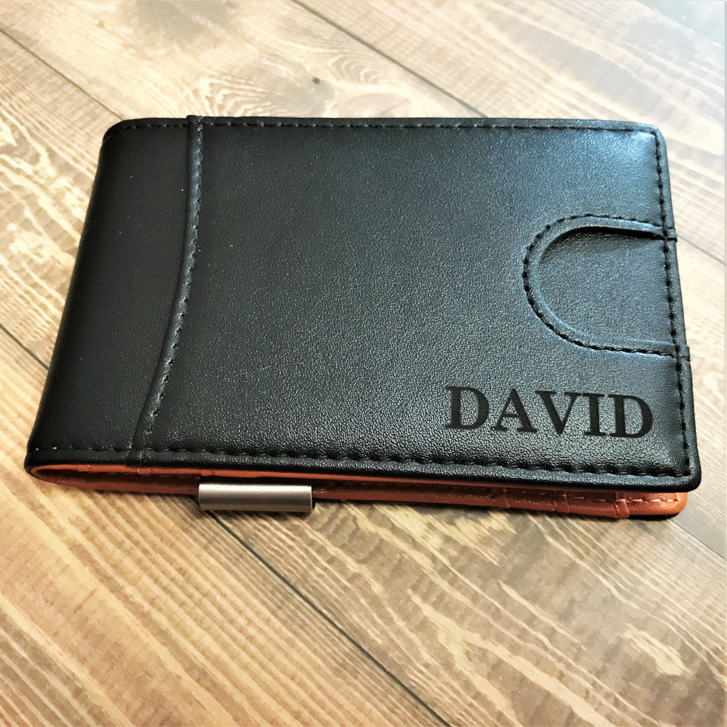 Personalized LEATHER WALLET Slim Top Grain RFID Custom Engraved Groomsmen Gifts purchases