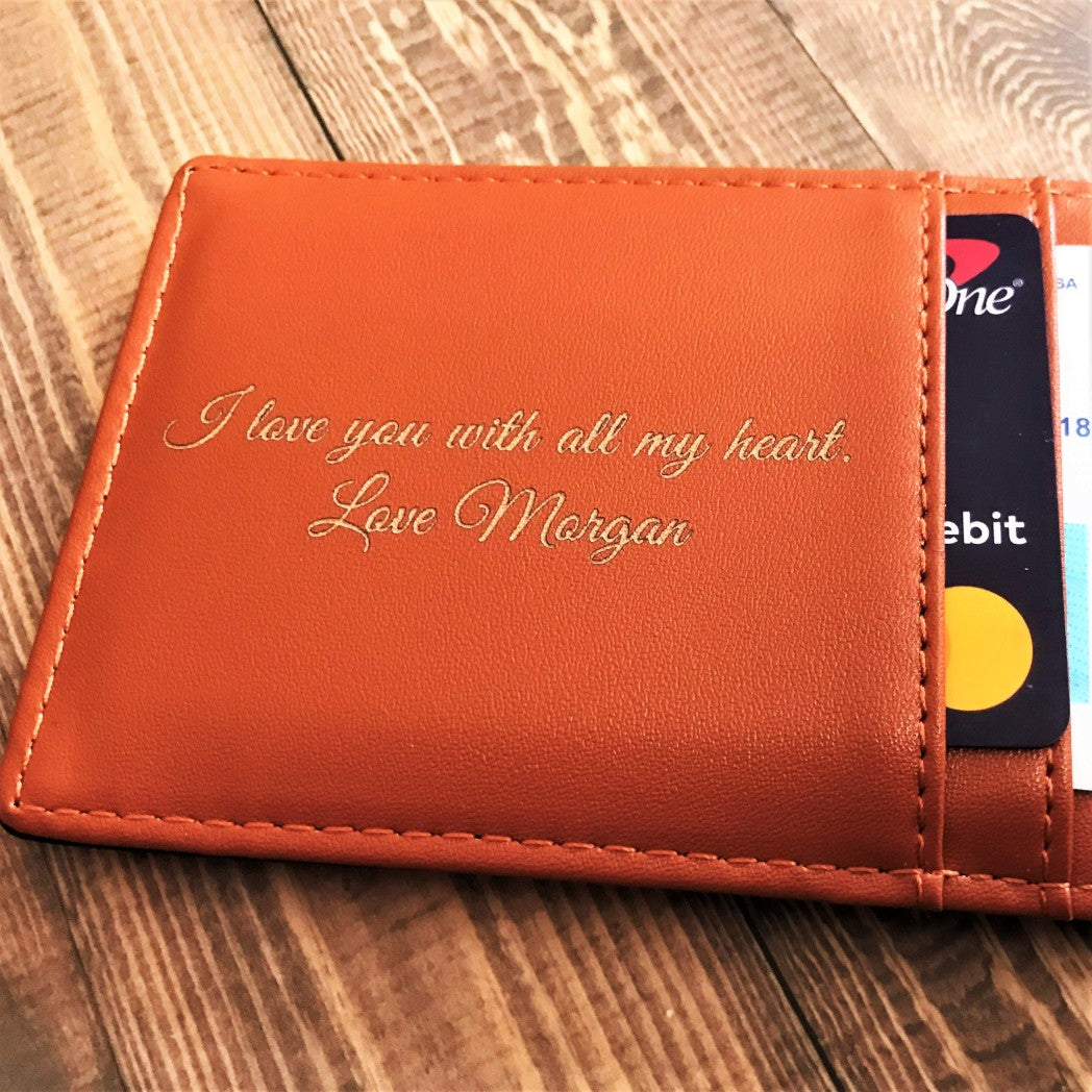 Personalized Men Leather Bifold Wallet with love message inside Anniversary gift for Men for husband Wallet Father’s Day gift boyfriend anniversary Custom Wallet Valentines Day gift Money clip Christmas Gift Gift for him bifold wallet black 