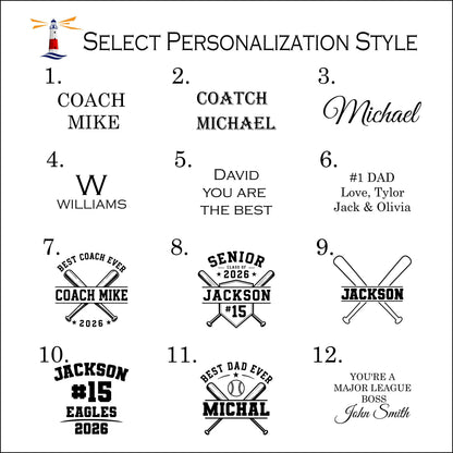 Personalized Baseball Coach Gift – Custom Baseball & Bat Stand